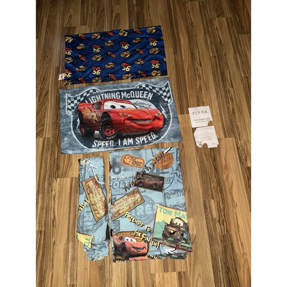 Disney Pixar CARS Road Trip Twin Fitted & Flat bed Sheet Pillow Case NEW VTG Y2K